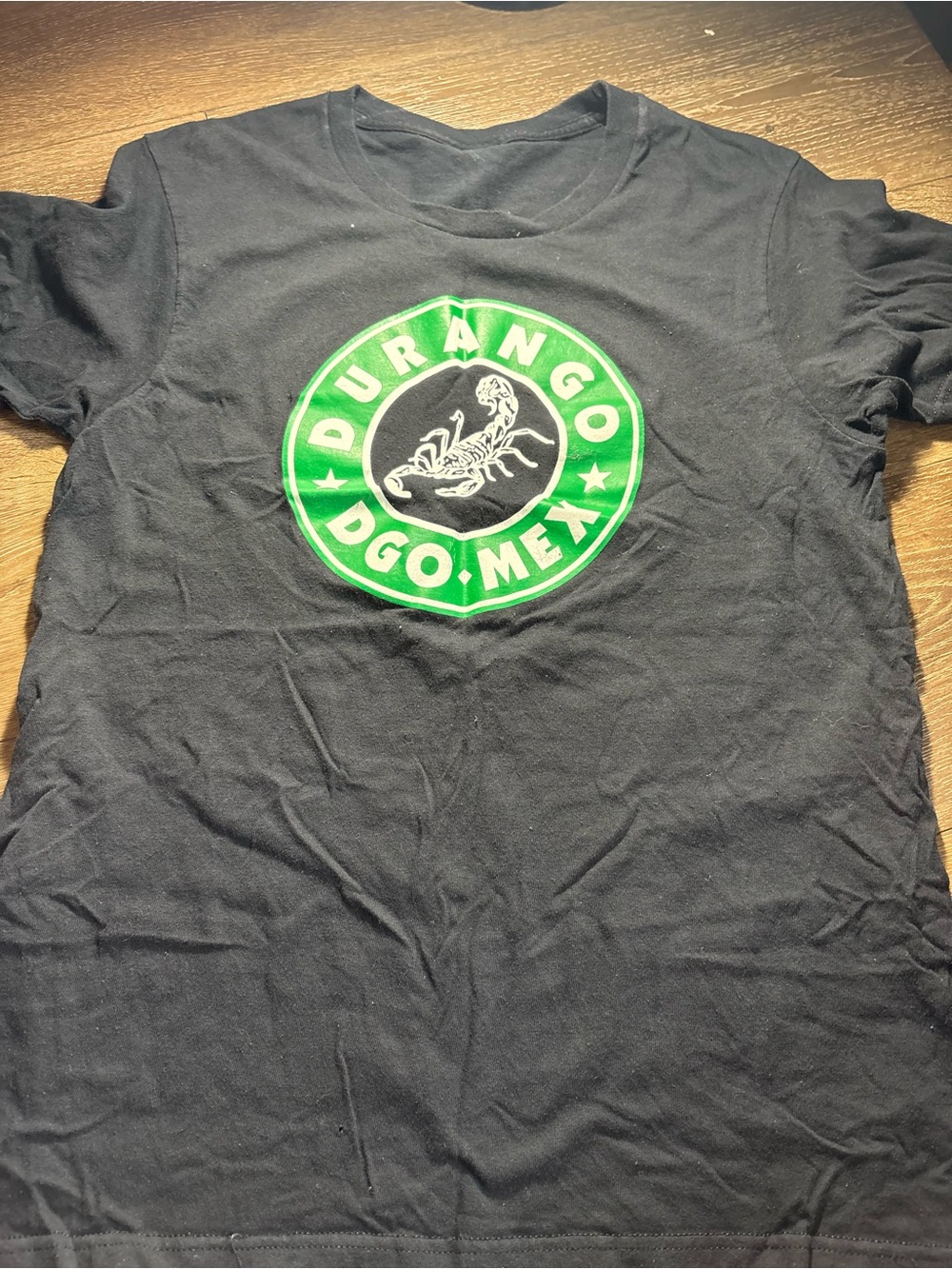 Durango Black Short-Sleeve Tee with Green Scorpion Emblem